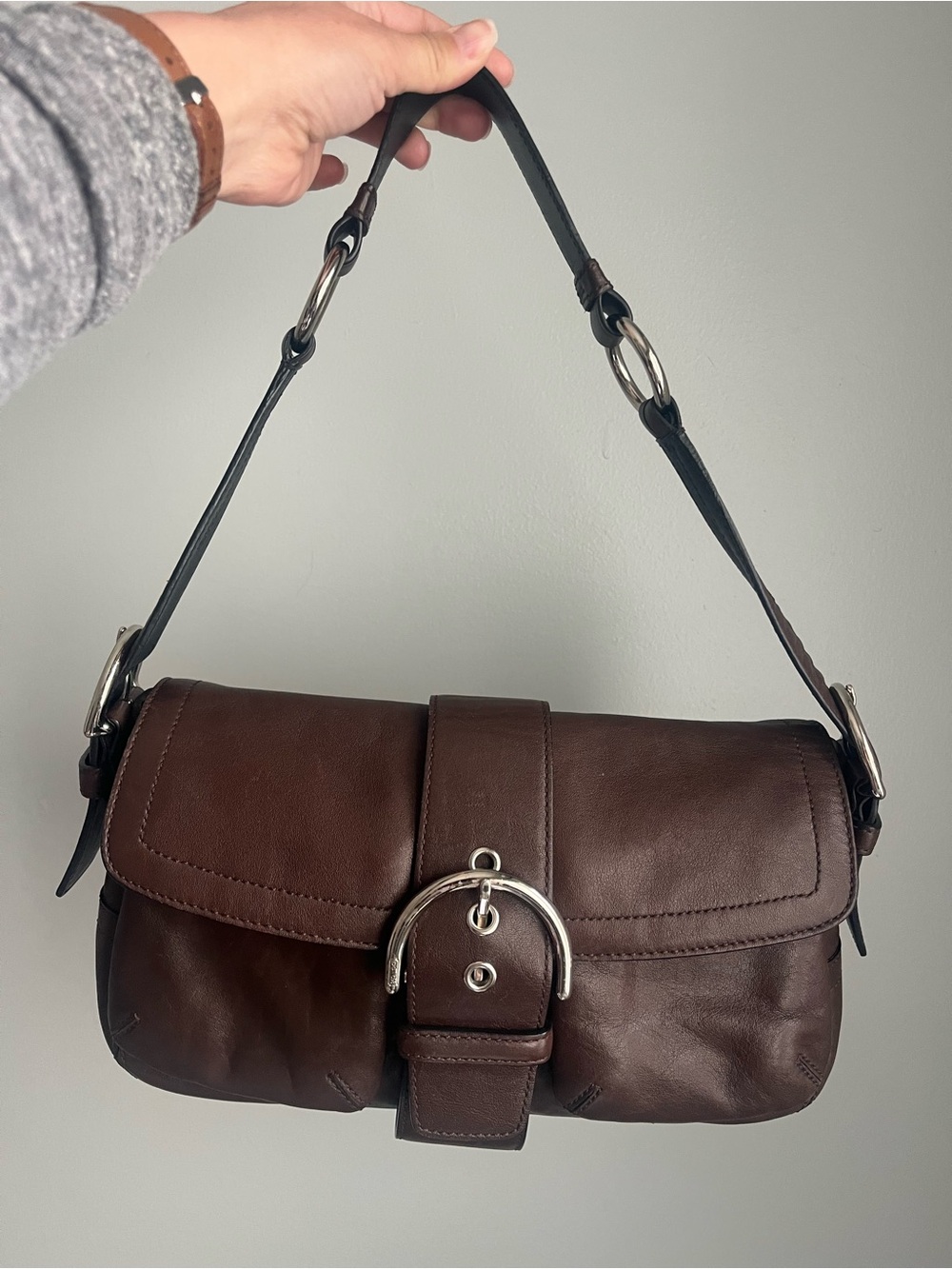 Authentic 2005 Coach 3653 Y2K Vintage Soho Chocolate Brown Leather Shoulder Bag